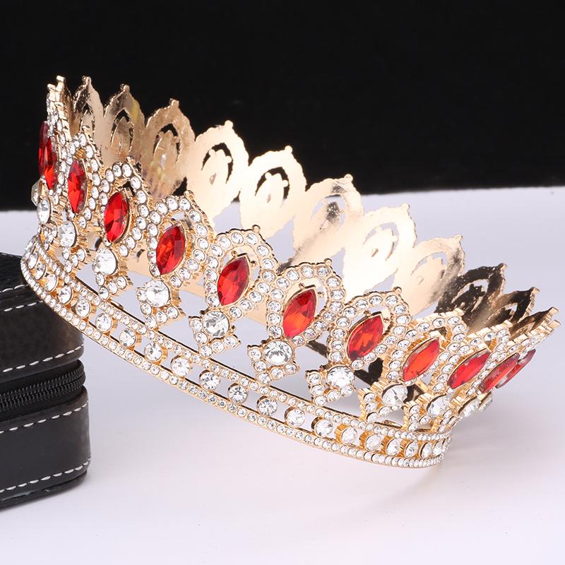 New Baroque Bridal Crown Round Multicolor Crown King Queen Birthday Party Alloy Hair Accessories