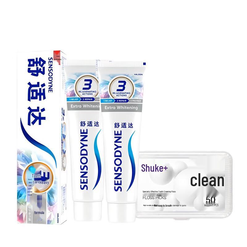 

Sensodyne Whitening Anti-Sensitive Toothpaste 180g Twin Pack with 50 Floss Sticks