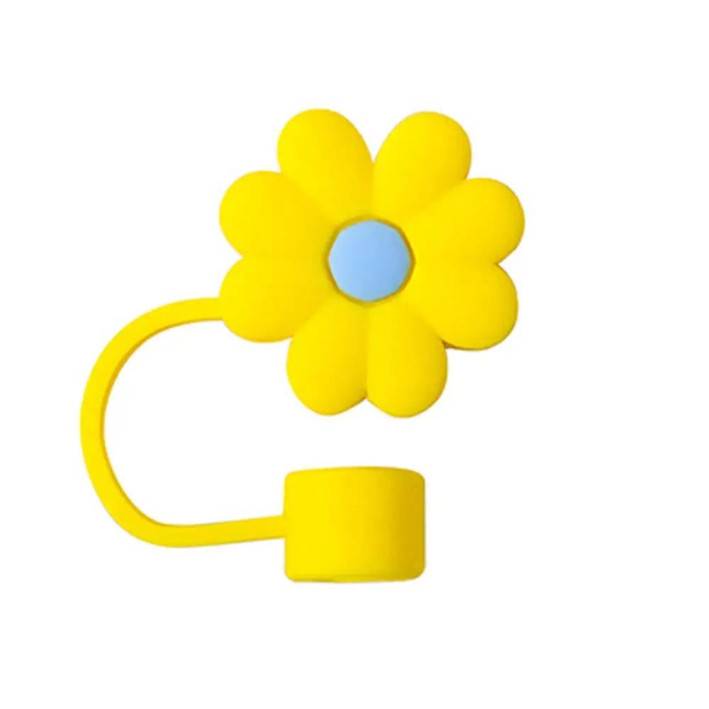Tapa para Pajita con Forma de Flor de 10 mm/0,4 pulgadas Compatible con Vaso Stanley de 30 y 40 Oz Tapa de Pajita de Flor de Silicona Suave
