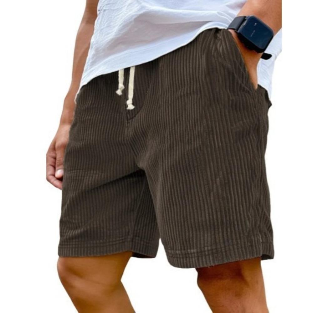 Pantalones Cortos Casuales de Moda para Hombre con Logo Bordado Vintage y Cordón de Pana