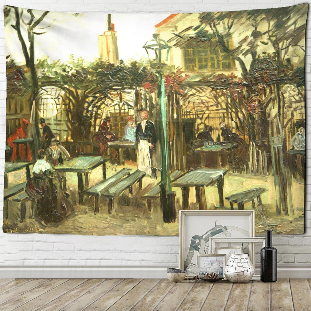 Oil Painting Farmland Tapestry Wall Hanging Hippie Psychedelic Witchcraft Van Gogh Abstract Art Home Decor