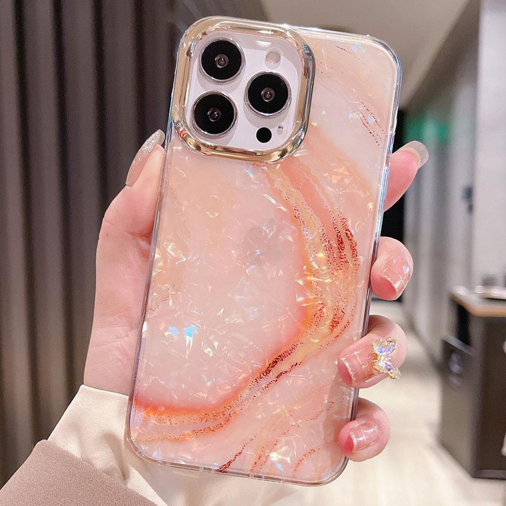 

For iPhone 16 Pro Case IMD Marble Shell Pattern TPU+PC Phone Cover Style 5