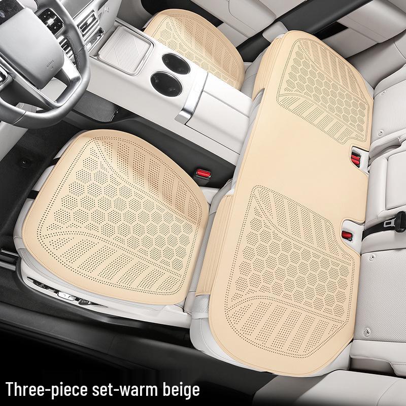 Universal Perforated Suede Leather Car Seat Cushion - Breathable for All Seasons