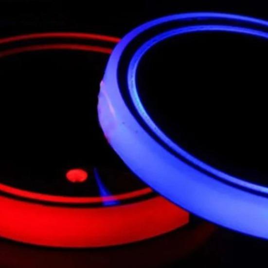 LED Car Cup Holder Light 7 Colors Light Up Cup Coaster USB Rechargeable Interior