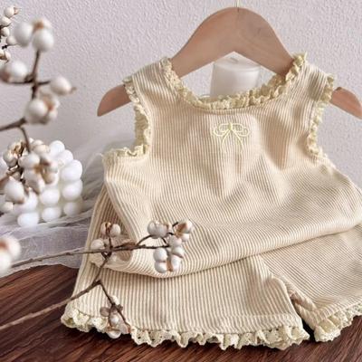 Korean Style Children's Lace Vest Cute Summer Sleeveless Shorts Thin Set Girls Kids Fashion Outfit
