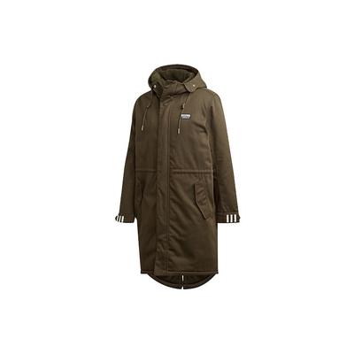 Originals Trefoil Long Padded Parka With Fleece Lining and High-Neck Hooded Mid-Length Cotton Coat Men Outerwear Green FL0022