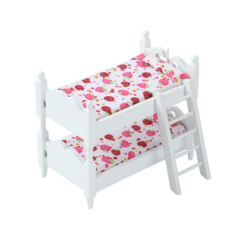 1:12 Dollhouse Miniature Bunk Bed Toy Stacking Bed Furniture Home Model Decor Toy Doll House Accessories