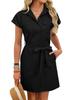 Summer Rompers for Women Linen Cargo Jumpsuit V Neck Short Sleeve Button Up Short Jumpsuit Overalls Vacation Outfits
