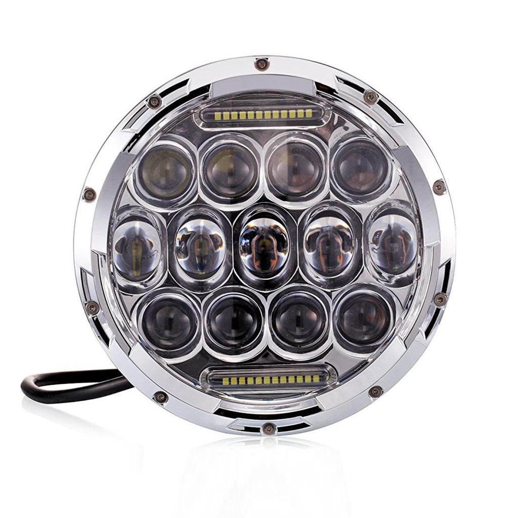 Ranzek beam 75W LED headlights for Wrangler and with DRL high brightness 7-inch hi/lo JK, TJ, LJ, function, (silver)