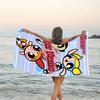 1pc Powerpuff Beach Towel with Custom Name, Beach and Seaside Swimming Pool Equipment, Fashion Pattern, Rectangular, Travel Essential