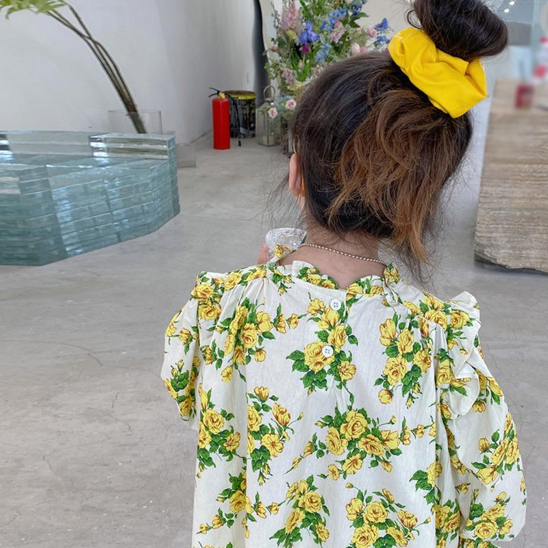 Girls Floral Printing Full Sleeves Dress Spring And Autumn 3-8 T