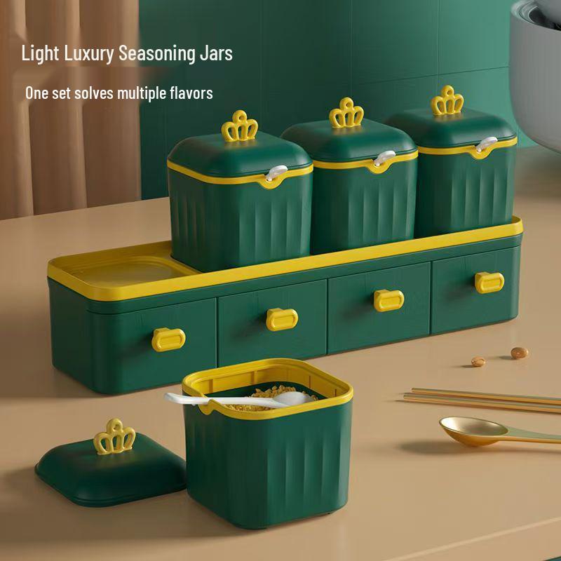 Moisture-Proof Seasoning Box Set: Sealed Spice Jars & Multi-Compartment Storage