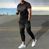 Men's Trousers Tracksuit 2 Piece Set Fashion Sportswear Summer Streetwear Short Sleeve T Shirt+Long Pants Male Clothing
