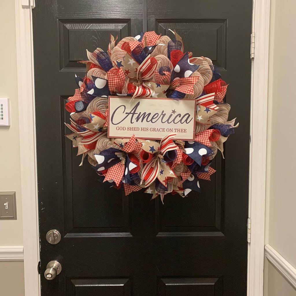 Independence Day Wreath Porch Decoration Front Door Outdoor Hanging Wreath Decor