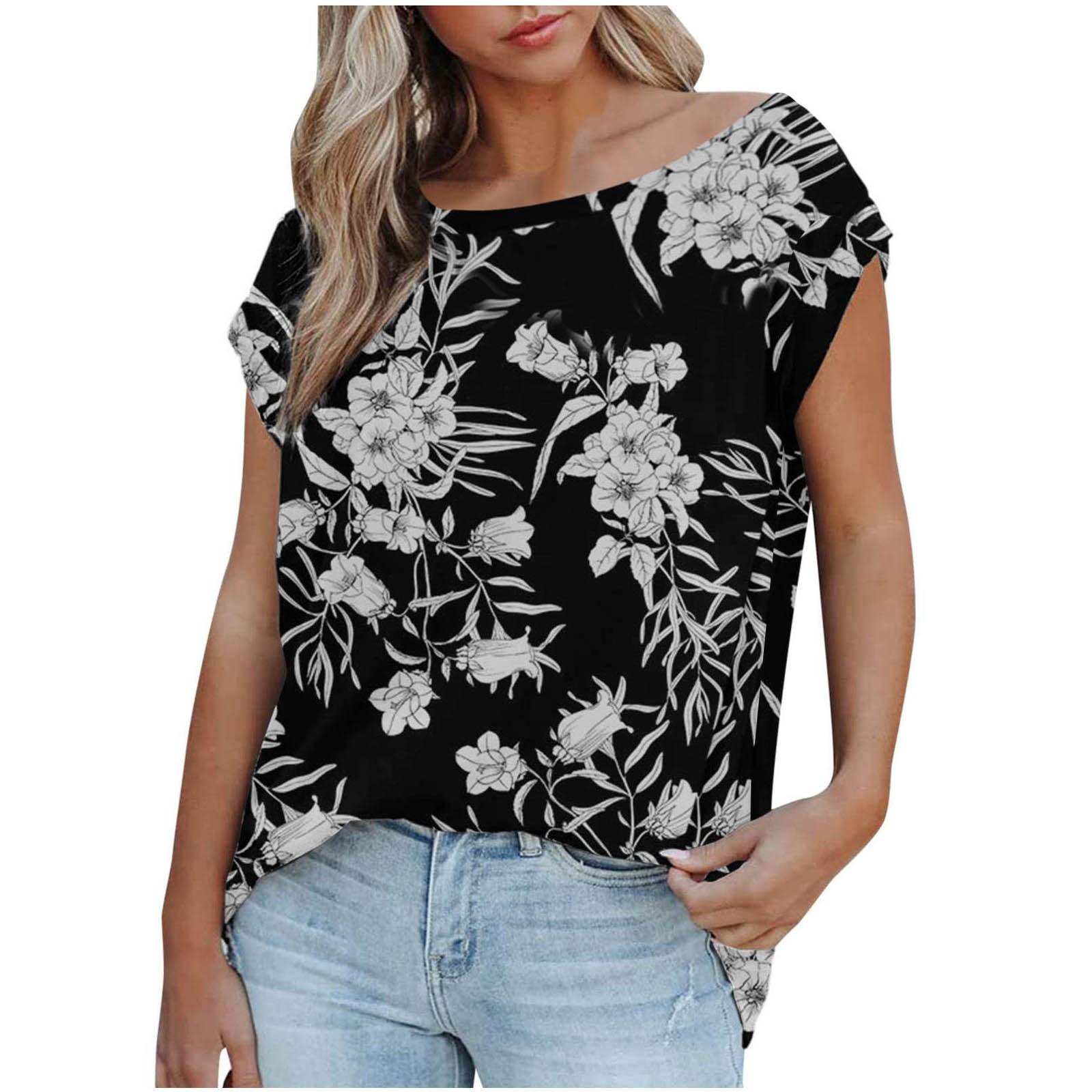 

(SU)Женская мода Лето 2022 Реглан Рукав Повседневный Принт Футболка Топы Блузка