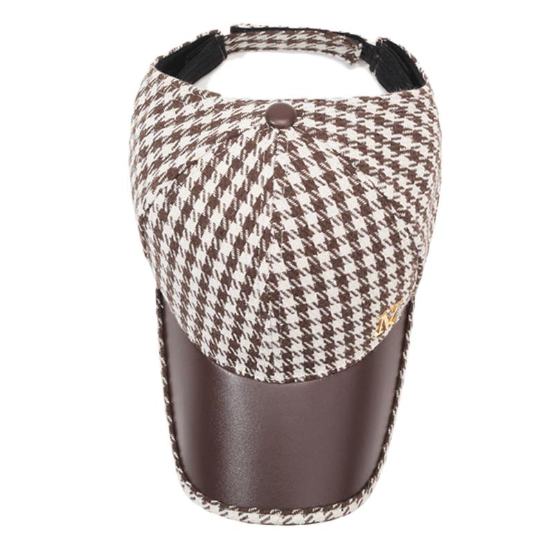 Spring Summer Houndstooth Baseball Cap Women Ponytail Cap Empty Top Hat