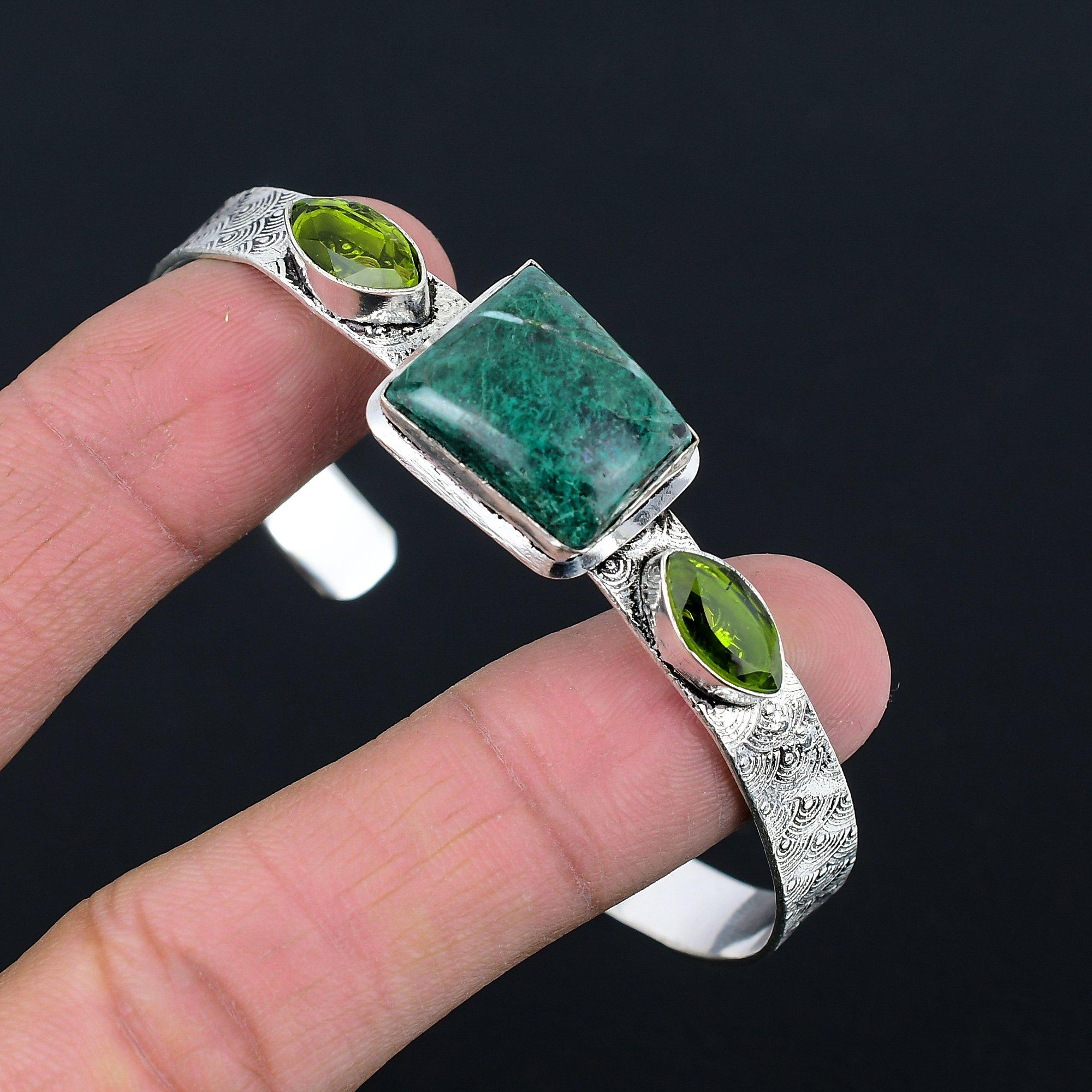 

День женщин Распродажа Малахит Перидот Стерлинговое серебро Модный браслет Ювелирные изделия Adjustable