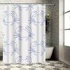 Waterproof Crab Art Shower Curtain, Blue Line Illustration Design for Modern Bathroom Decor, Unique Home Accessories