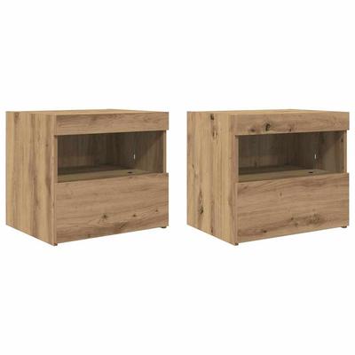 Nightstand Set (2 Pcs) Artisan Oak Finish 50 X 40 X 45 Cm Engineered Wood
