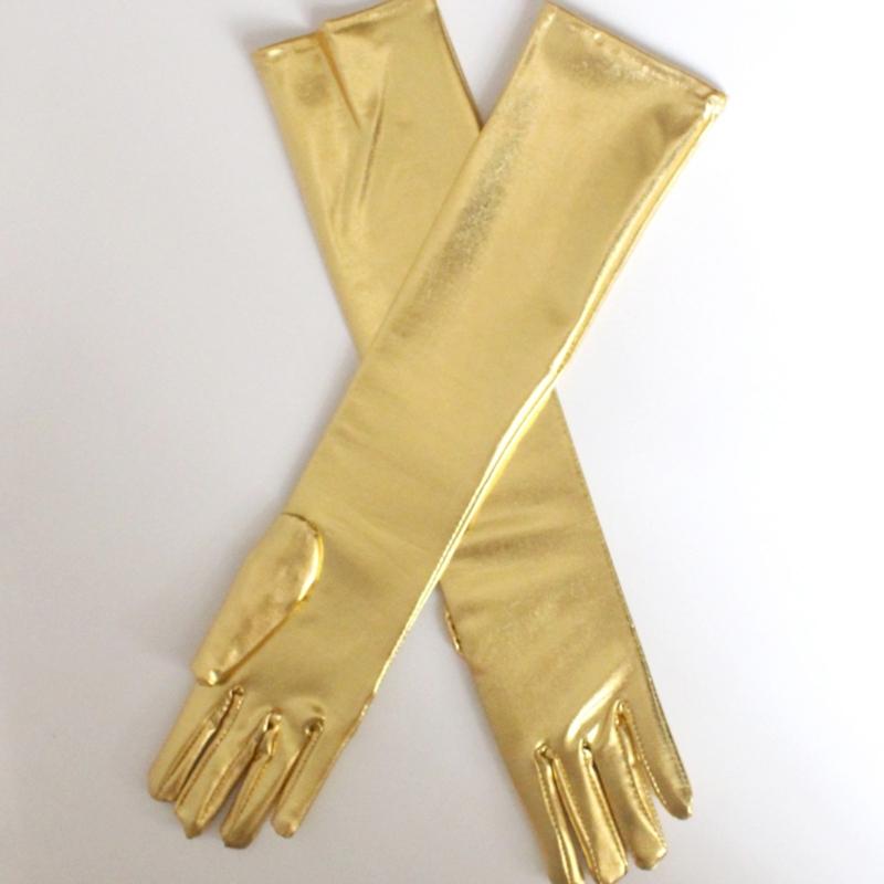 Women Long Operetta Metallic Gloves Elbow Length Skin-friendly Stretch for Evening Wedding Dress Costume Burgundy Style