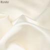 ZANZEA Women Casual Round Neck 3/4 Sleeve Elegant A-Line Dress
