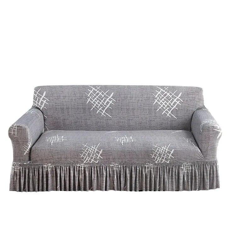 Pletené elastické potahy na pohovku s potiskem do obývacího pokoje se sukní Natahovací křeslo Pohovka Potah na rohy 1/2/3/4 sedadel