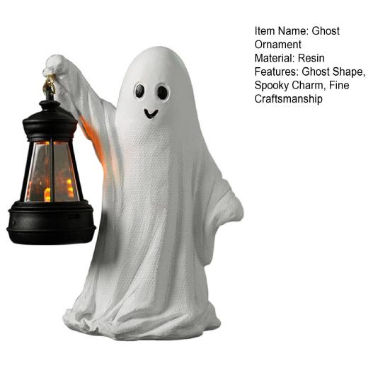 Halloween Ornament Spøkelse Heksehatt Gresskardesign Resin Statuett Dekorasjon Hjemmefest Atmosfære Rekvisitter
