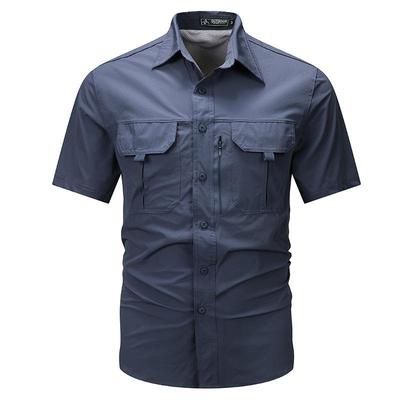 Men's Quick-Dry Summer Stretch Shirt – Breathable Short-Sleeve Workwear with Multi-Pockets