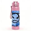 1PC Blue Graffiti Angry Bear Face Print 750ml Color Plastic Sports Water Bottle Leakproof Flip Straw Lid Suitable for Sports Office Home Use