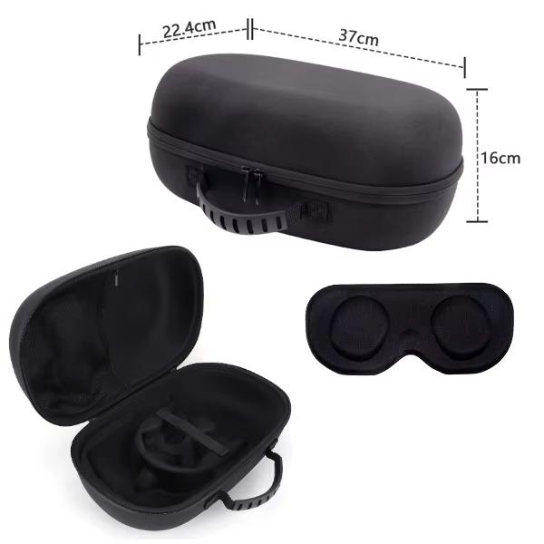 Carrying Case with Lens Cover Waterproof Hardshell Case Shockproof Mesh Pocket for Meta Quest 3 VR Headset Game Controller