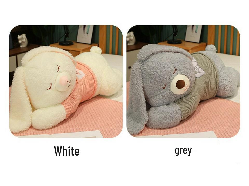 Large Cute Rabbit Hugging Plush Toy for Girl's Bed - Sleeping Pillow & Sweater Doll