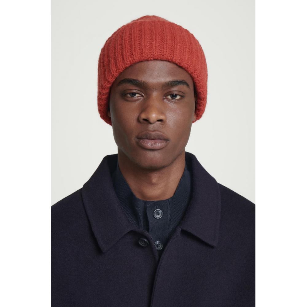 

COS Шапка-бини из смеси японской альпаки в рубчик bright red/ONESIZE