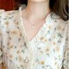 Summer Chic Women's Shirt Has A Design Sense of Niche Floral Ruffle Edge Bubble Sleeve Short Tops