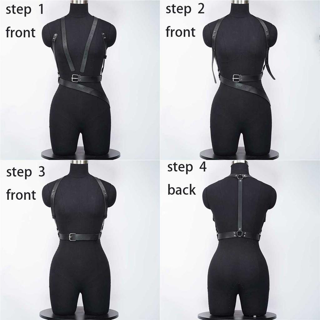 Stylish Women's PU Leather Body Harness Belt Adjustable Punk Gothic Waistband for Fashion Outfits