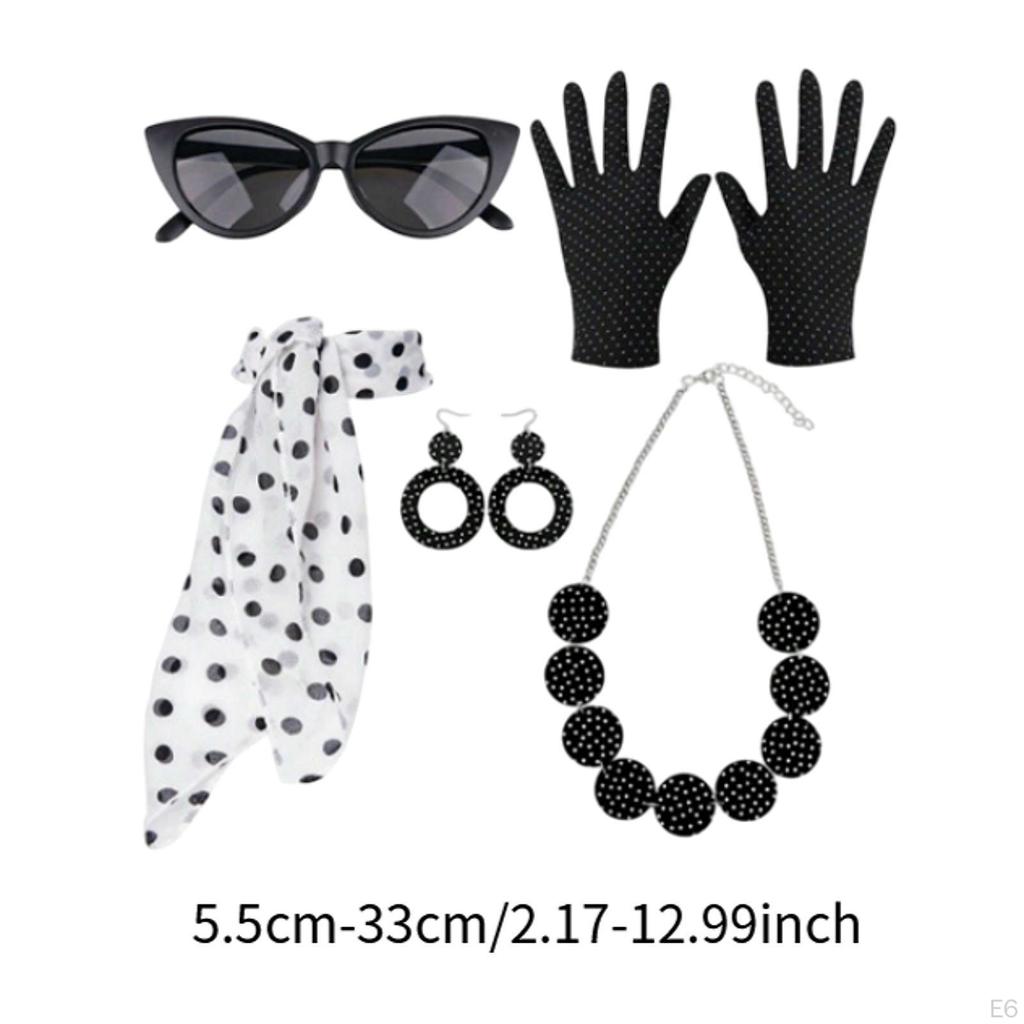 1950S Women Costume Gloves Scarf Retro for Holiday Outfit Festival Props