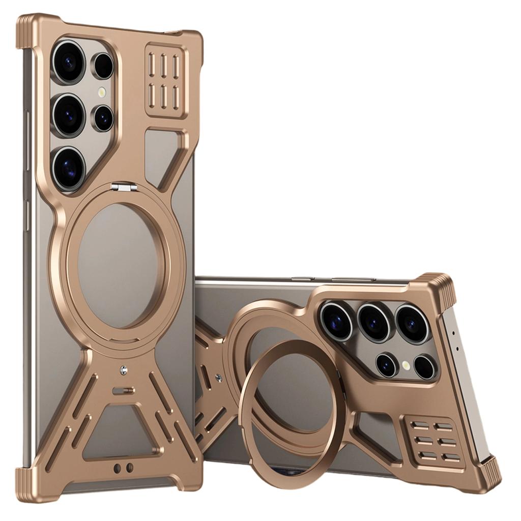 For Samsung Galaxy S23 Ultra Magnetic Bumper Case Rotating Kickstand Metal Phone Cover