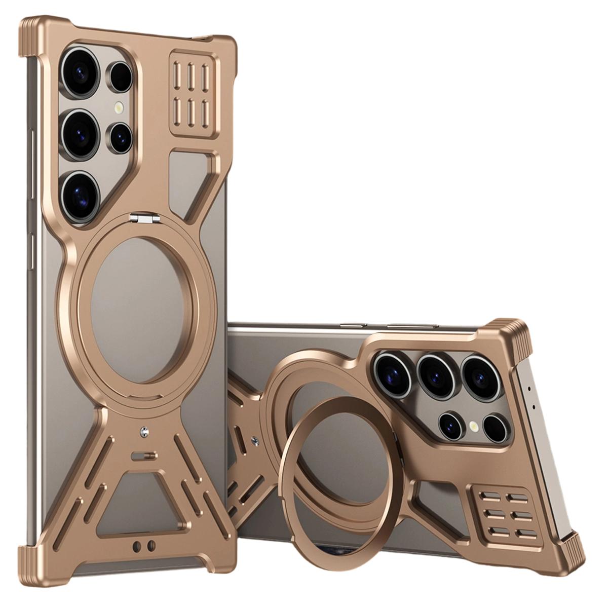

For Samsung Galaxy S25 Ultra Magnetic Bumper Case Rotating Kickstand Metal Phone Cover