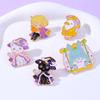 Lustige Niedliche Anime Schwarz Weiß Farben Hexe Katze Emaille Anstecknadeln Maus Mond Umhang Magie Rosa Halloween Goldene Pins