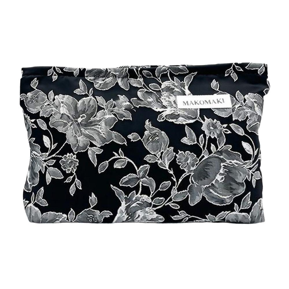 

New Large Capacity Makeup Bag Zipper Black Flower Cosmetic Bag Multifunctional Toiletries Skincare Storage Bag чёрный