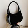 2025 Autumn and Winter New Fashion Glossy Commuter Bag Casual Versatile Patent Leather Crescent Bag Single Shoulder Armpit Bag Women's Bag