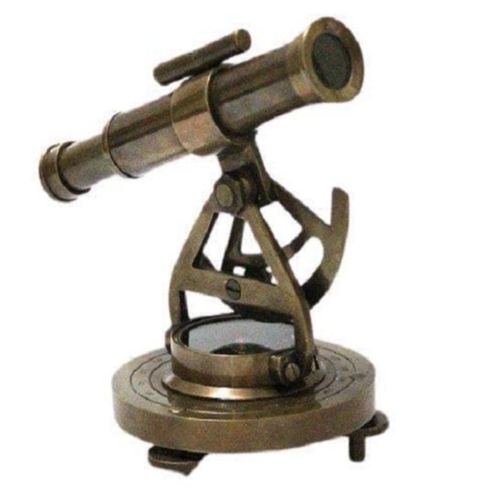 Antique Brass Alidade Telescope with Compass – 15.24 Cm