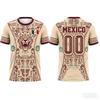 2026 Mexiko Fan Fußball T-Shirt Fußballtrikot Aztekischer Jaguar Druck Atmungsaktiv Schnelltrocknend Trainings-T-Shirt Fan Sport Oberteil Herren Damen