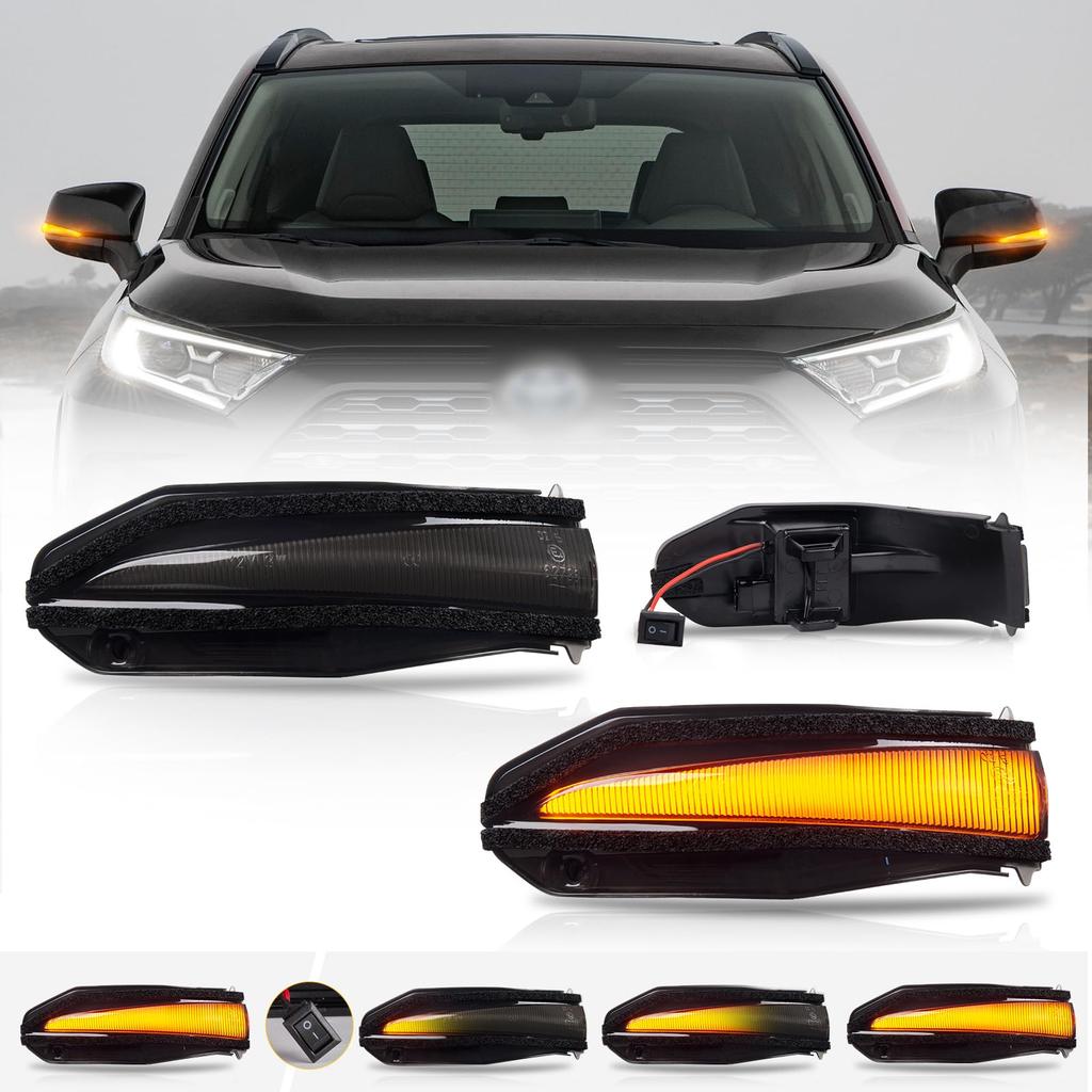 POPMOTORZ Sequential Mirror Turn Signals for Toyota Esquire Hybrid Voxy Harrier 60 Prius Alpha RAV4 4Runner N2 Kluger and Other Includes a switch for