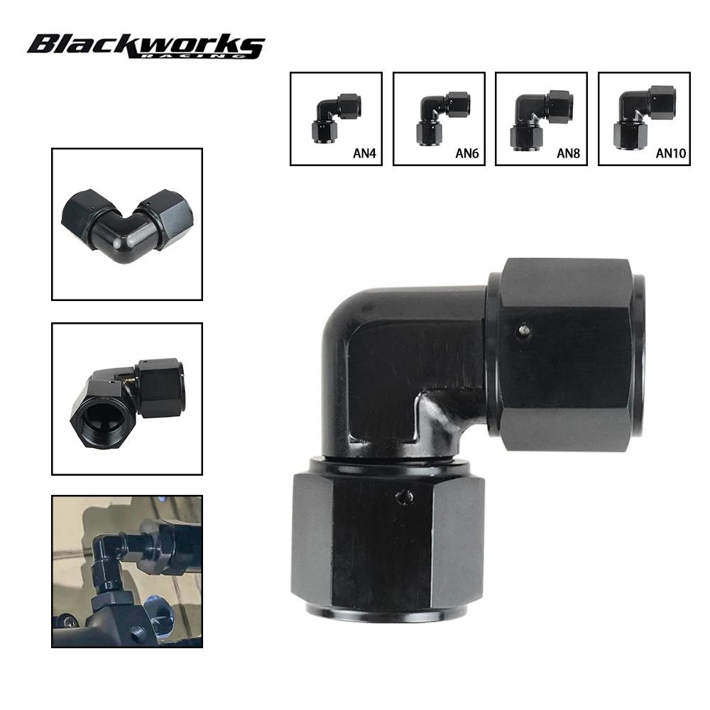 

AN4 AN6 AN8 AN10 Female Thread To Hose End Pipe Adapters for Braided Line 90 Degree Swivel Elbow Hose Fittings Black TF-1109