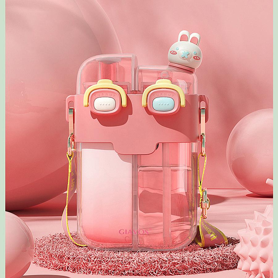 1pc 17.92/26.37oz Portable Leakproof Double Drink Water Bottle with Straw and Strap for School, Sports, and Travel - Stay Hydrated On the Go!