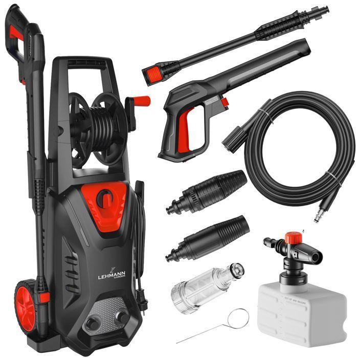Lehmann Hudson 1800 W Pressure Washer, Aluminium Pump, Max. 260 Bar, 450 L/h, Accessory Kit