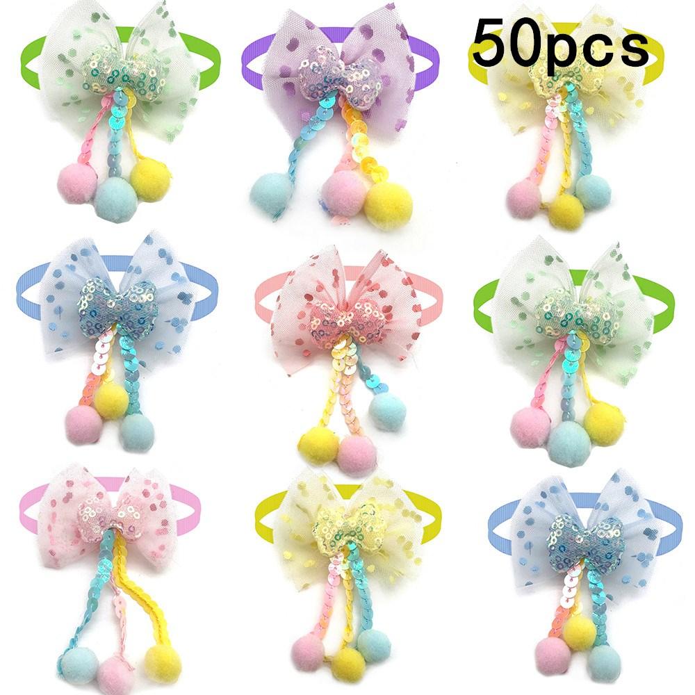 50/100pcs New Pets Dog Accessories Cute Tassel Sequin Style Puppy Dog Cat Collar Bow Ties Necktie Grooming Supplies Dog Bow Tie
