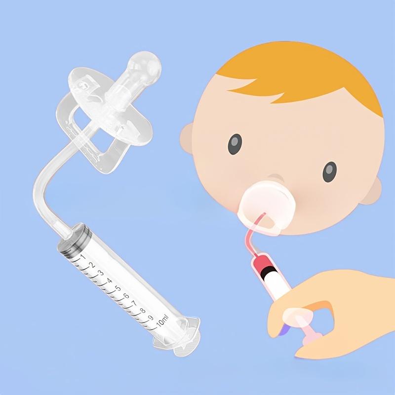 1 zestaw silikonowy dozownik leków ze smoczkiem kroplomierzem - przezroczysta rurka do karmienia, C, łatwy w użyciu zestaw strzykawek do leków