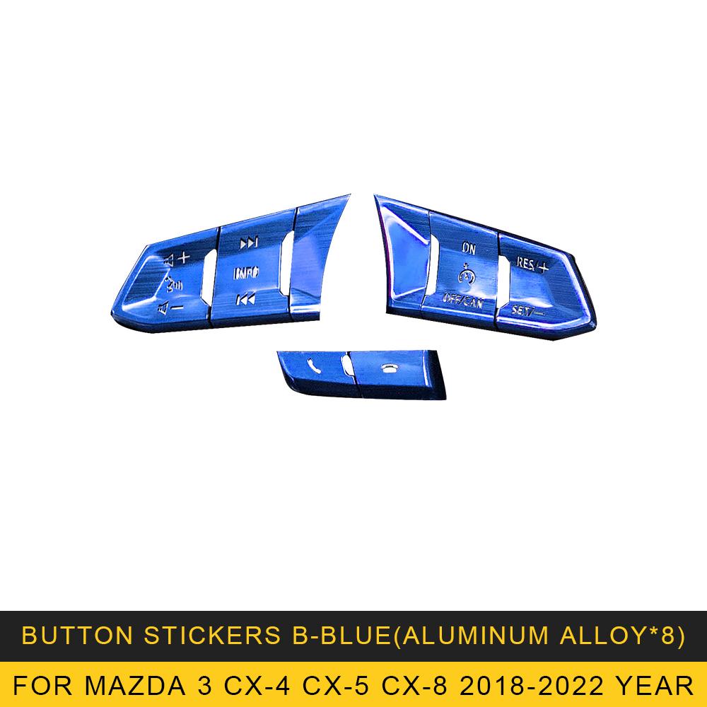 For Mazda 3 CX-4 CX-5 CX-8 Car Auto Accessories Aluminum Alloy Steering Wheel Button Cover Decorative Sticker Interior