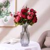 Faux Peony Bouquet 13 Heads Flowers Bud Vintage Artificial Peony 47cm Silk Flowers for Wedding Home Decoration,1pc